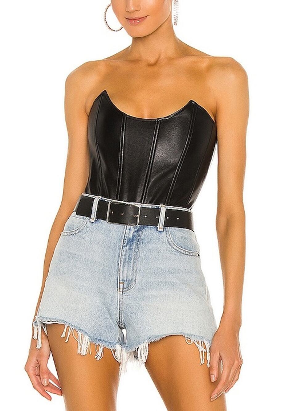 Miaou Sleek Black Leia Corset Top Size L